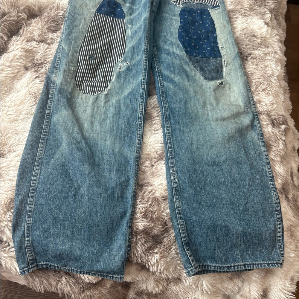 Ralph Lauren Double RL RRL Blue Patchwork Overalls - Picture 4 of 8